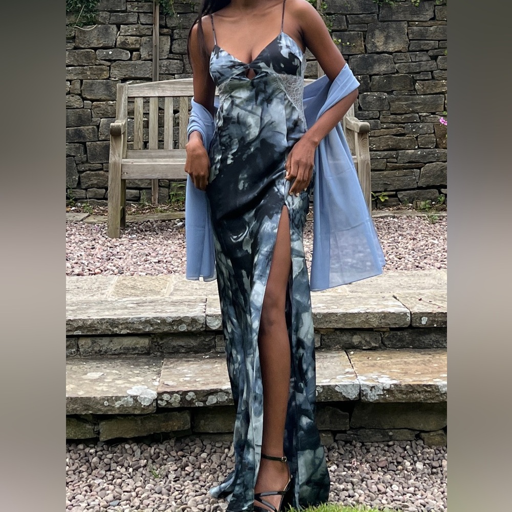 ASOS blue and gray maxi dress.